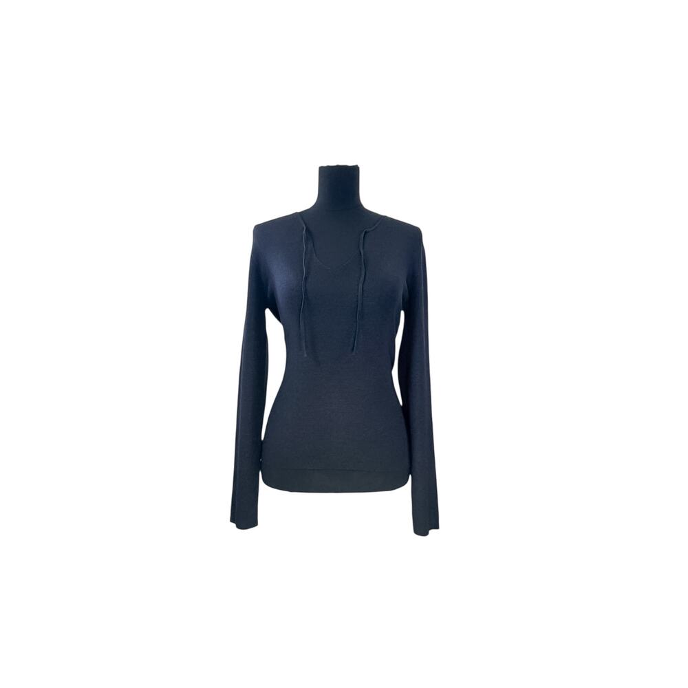 Banana Republic Black Stretch Silk V-Neck Sweater - M